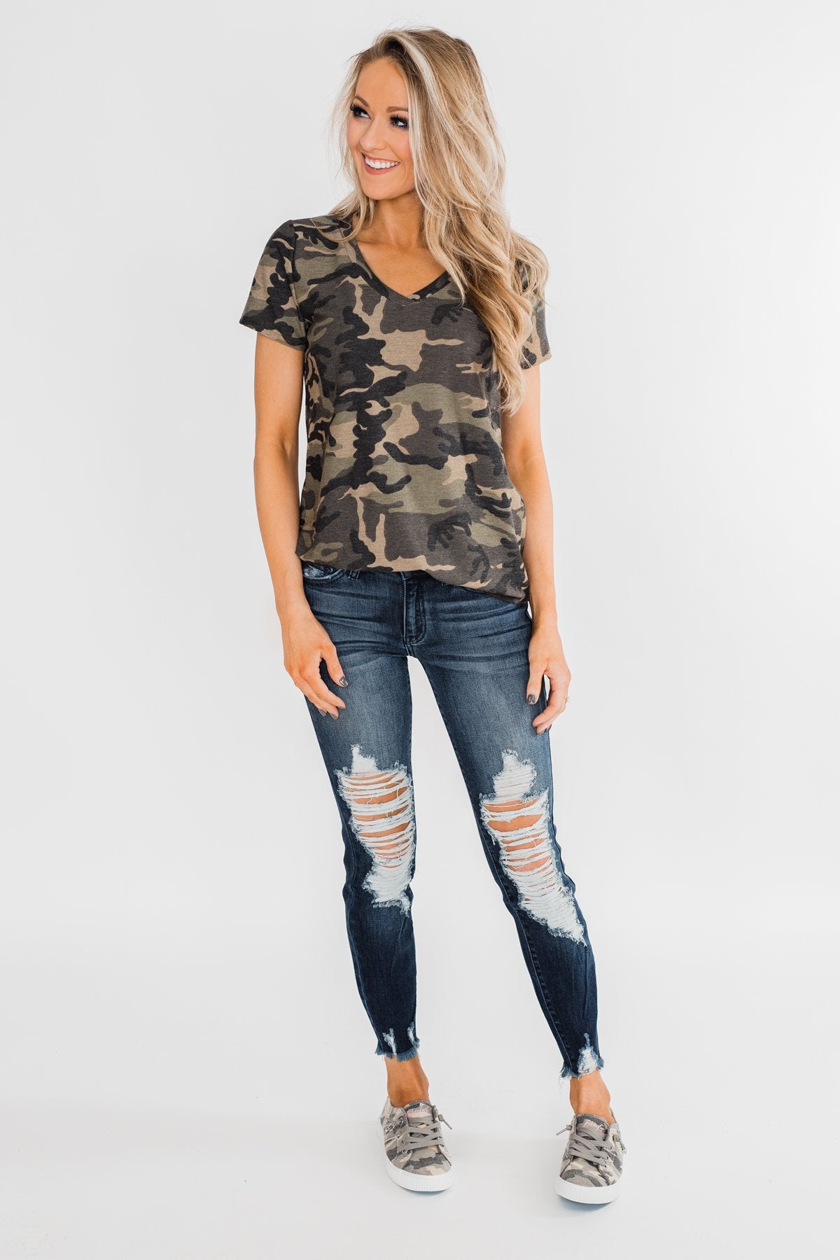 Discover Yourself Short Sleeve Top- Camo