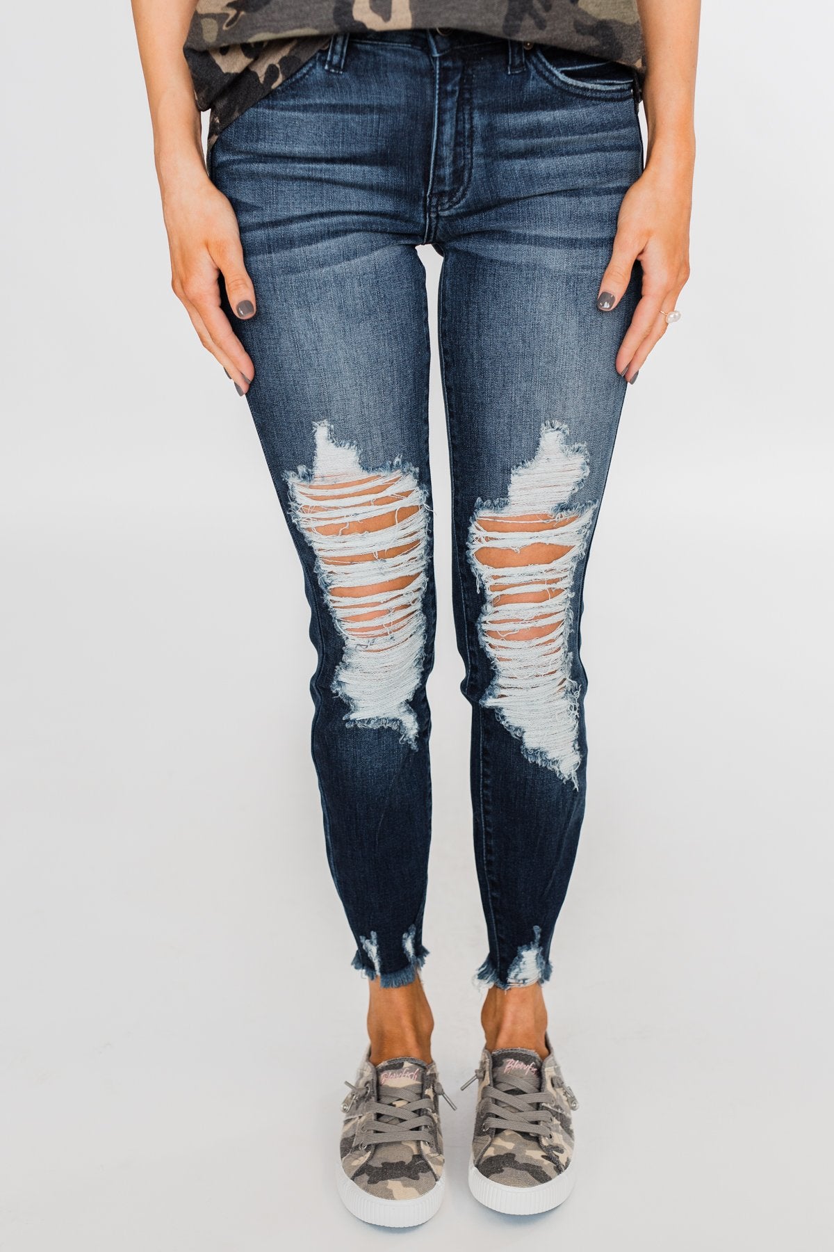 KanCan Raw Hem Skinny Jeans- Clara Wash
