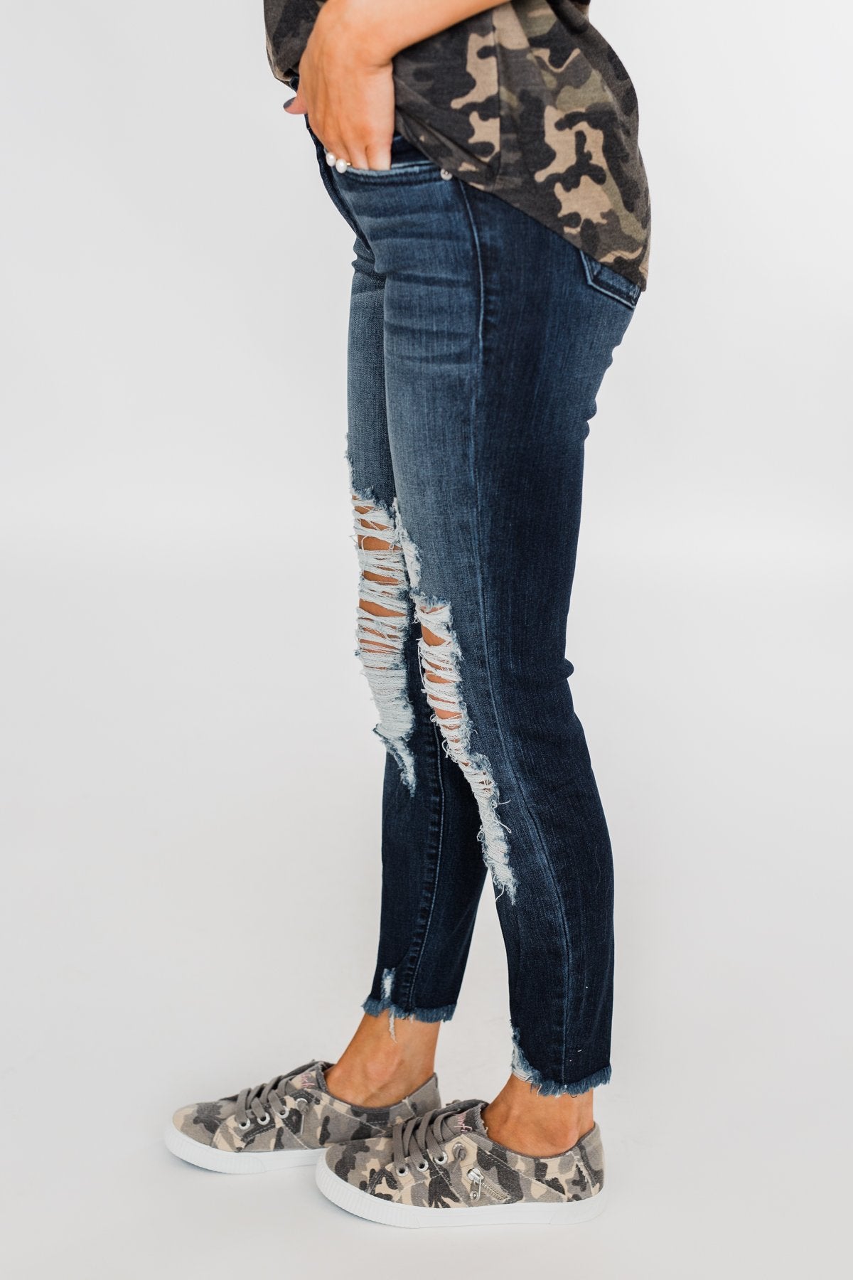 KanCan Raw Hem Skinny Jeans- Clara Wash