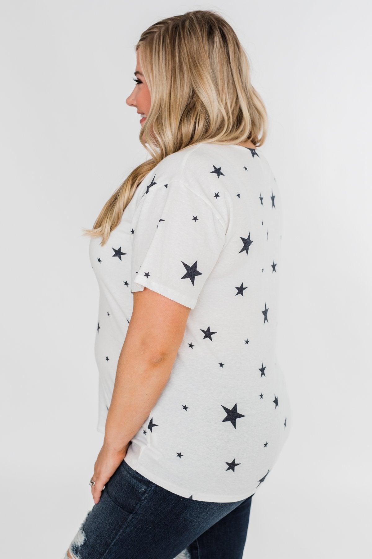 Shine On Criss-Cross Star Top- Ivory