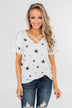 Shine On Criss-Cross Star Top- Ivory