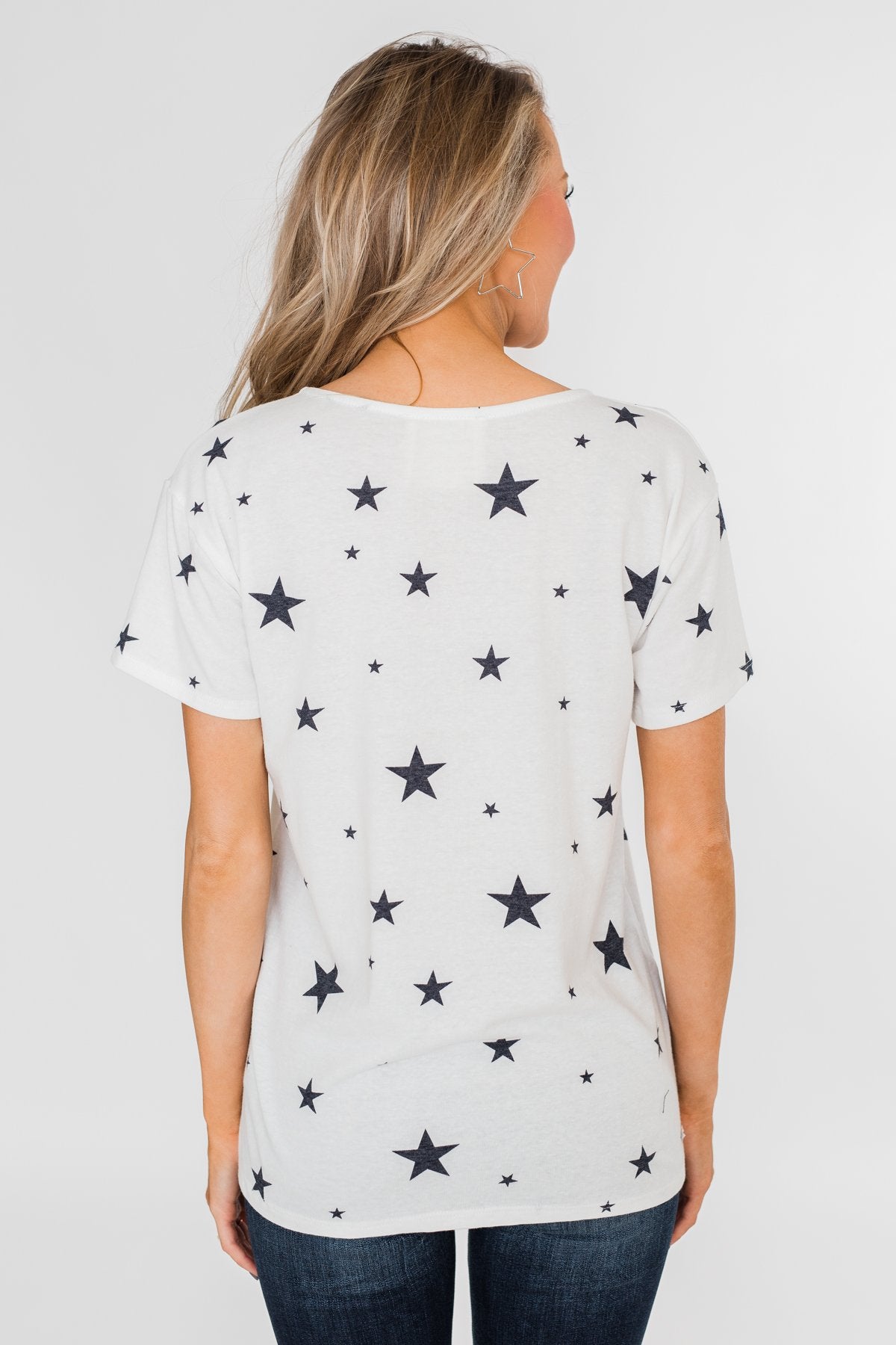 Shine On Criss-Cross Star Top- Ivory
