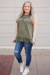 Coming Home Lace Tank- Olive