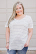 So Soft Striped Pocket Top- White & Grey