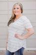So Soft Striped Pocket Top- White & Grey