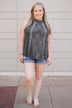 Sunset Lace Halter Tank Top- Charcoal
