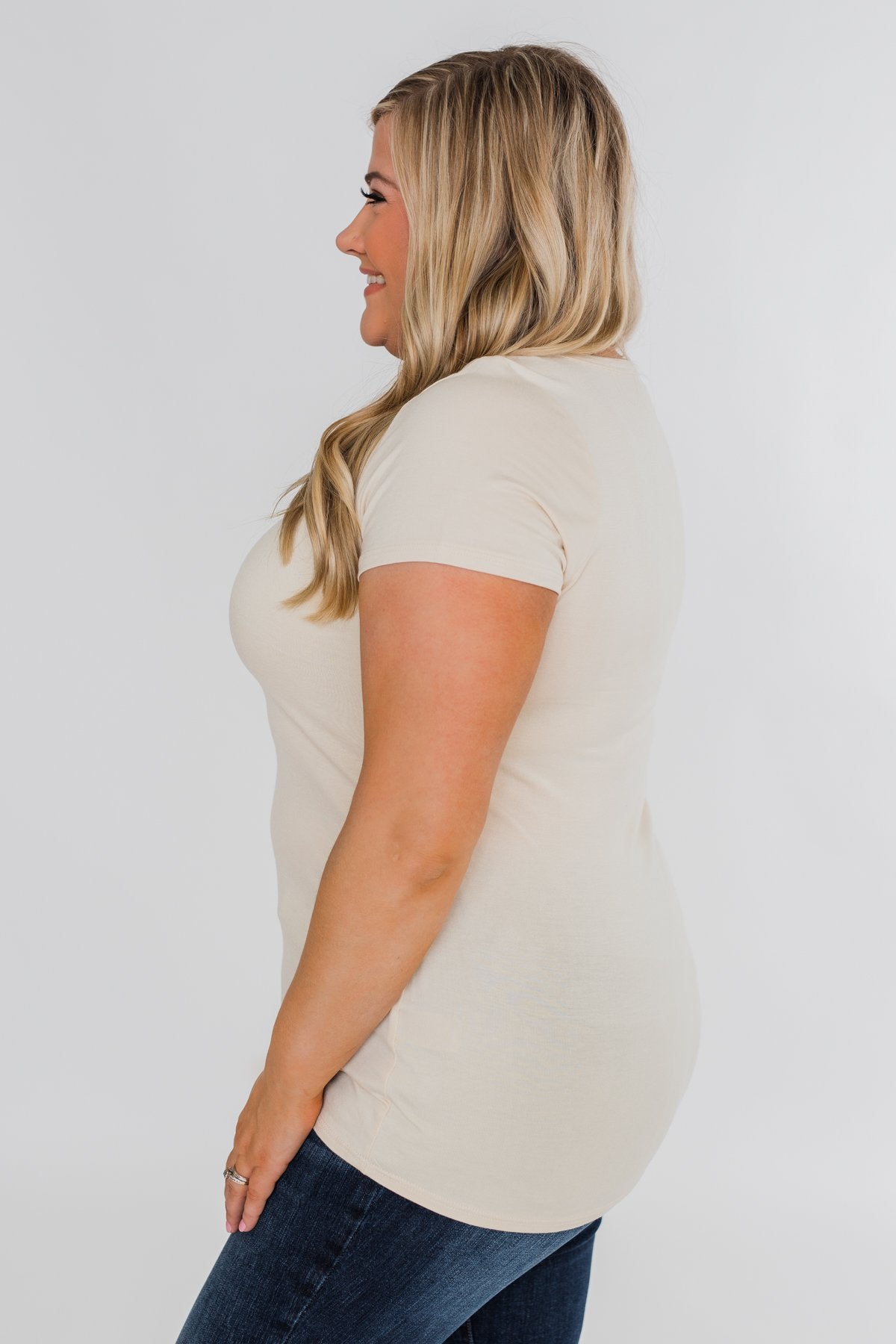 Meet Me Here Short Sleeve Top- Light Tan