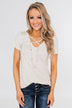 Meet Me Here Short Sleeve Top- Light Tan
