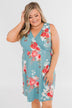 Soak Up The Sun Floral Dress- Antique Teal