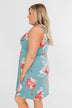 Soak Up The Sun Floral Dress- Antique Teal