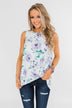 Midnight Expressions Floral Knot Tank Top - Ivory