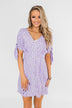 Time To Celebrate Leopard Tie Dress- Lavender