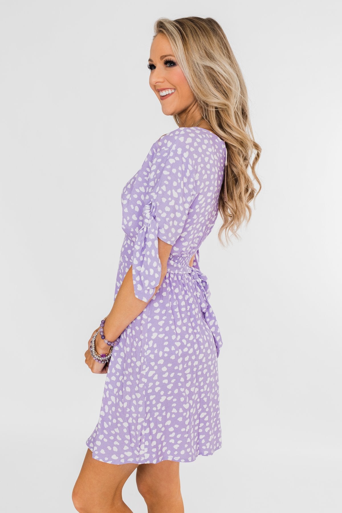 Time To Celebrate Leopard Tie Dress- Lavender