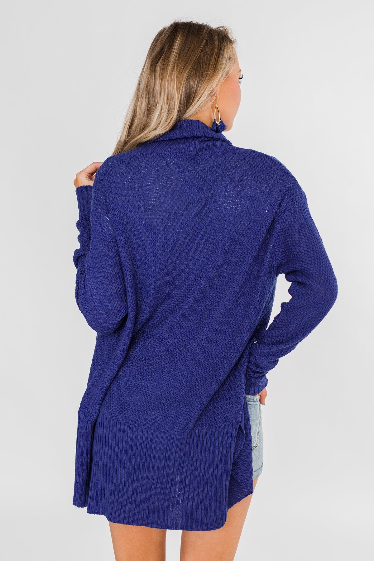 Knitted Drape Cardigan- Royal Blue