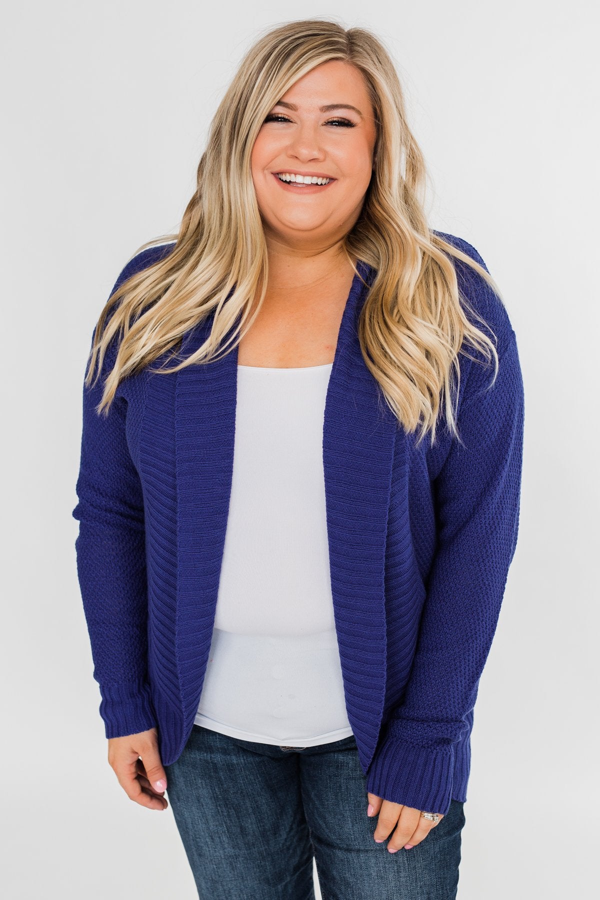 Knitted Drape Cardigan- Royal Blue