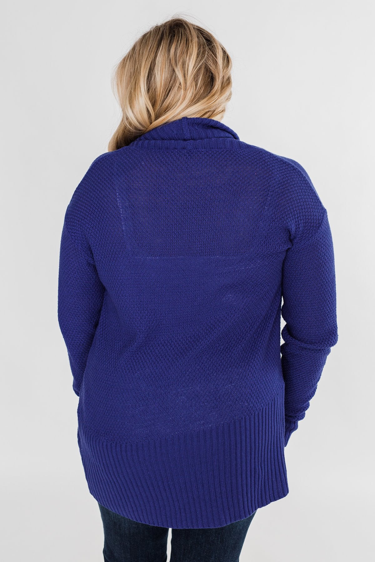Knitted Drape Cardigan- Royal Blue