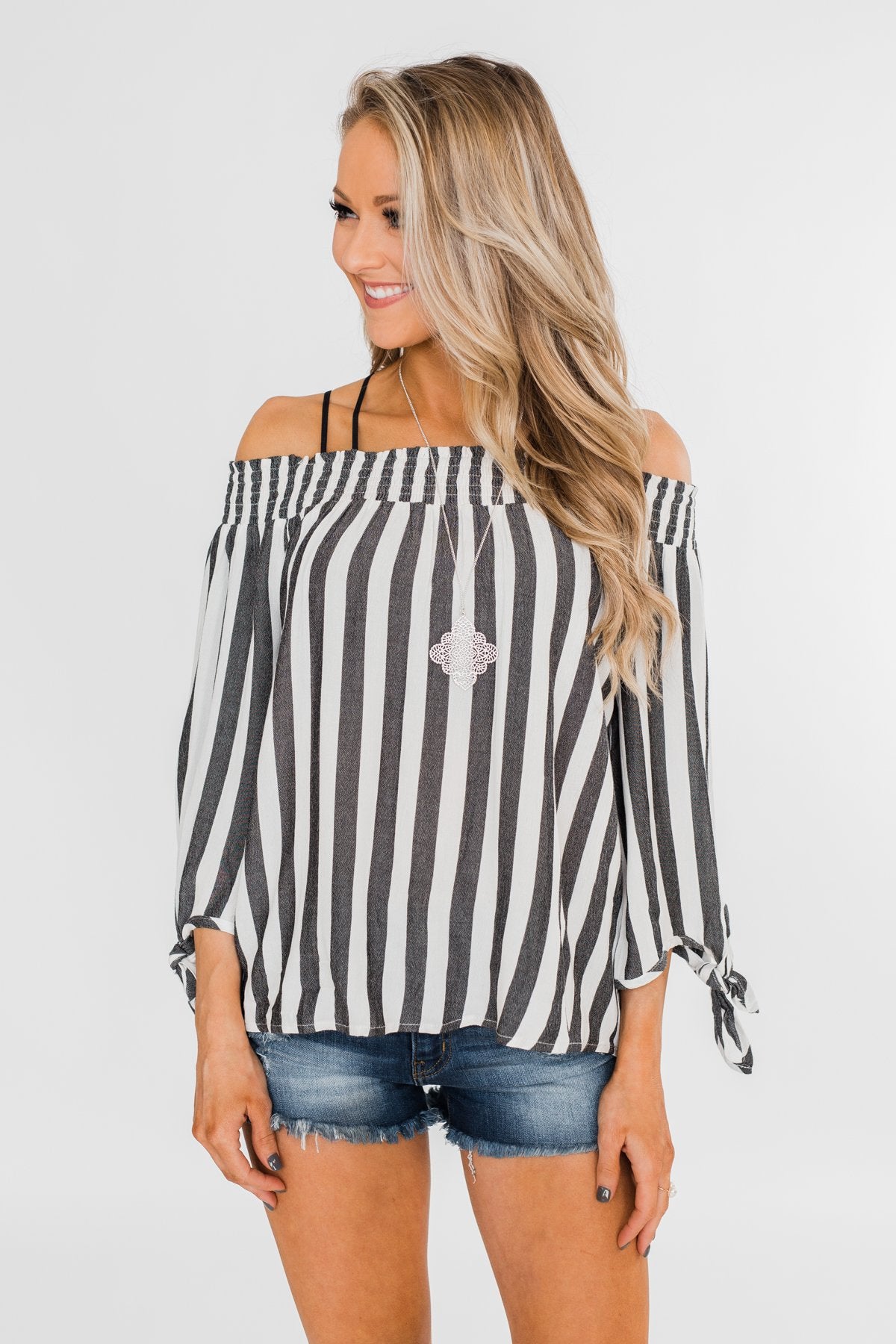 Summer On You Off the Shoulder Top- Black