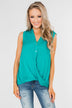 Anywhere With You Twist Tank Top- Turquoise