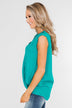 Anywhere With You Twist Tank Top- Turquoise