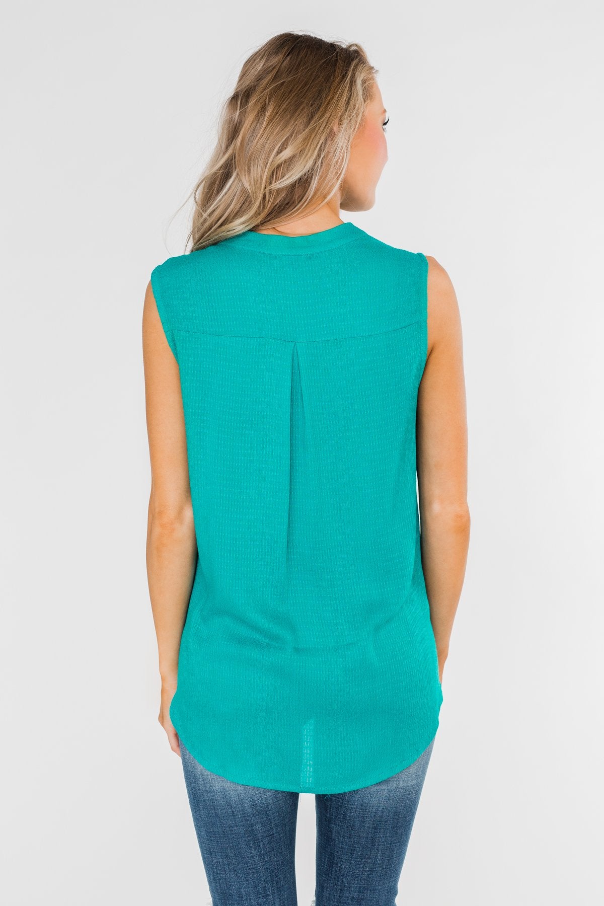 Anywhere With You Twist Tank Top- Turquoise