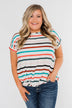 Caught Me Happy Striped Knot Top- Multi-Colored