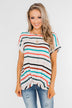 Caught Me Happy Striped Knot Top- Multi-Colored