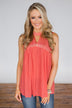 Like I Loved You Lace Tank Top- Coral
