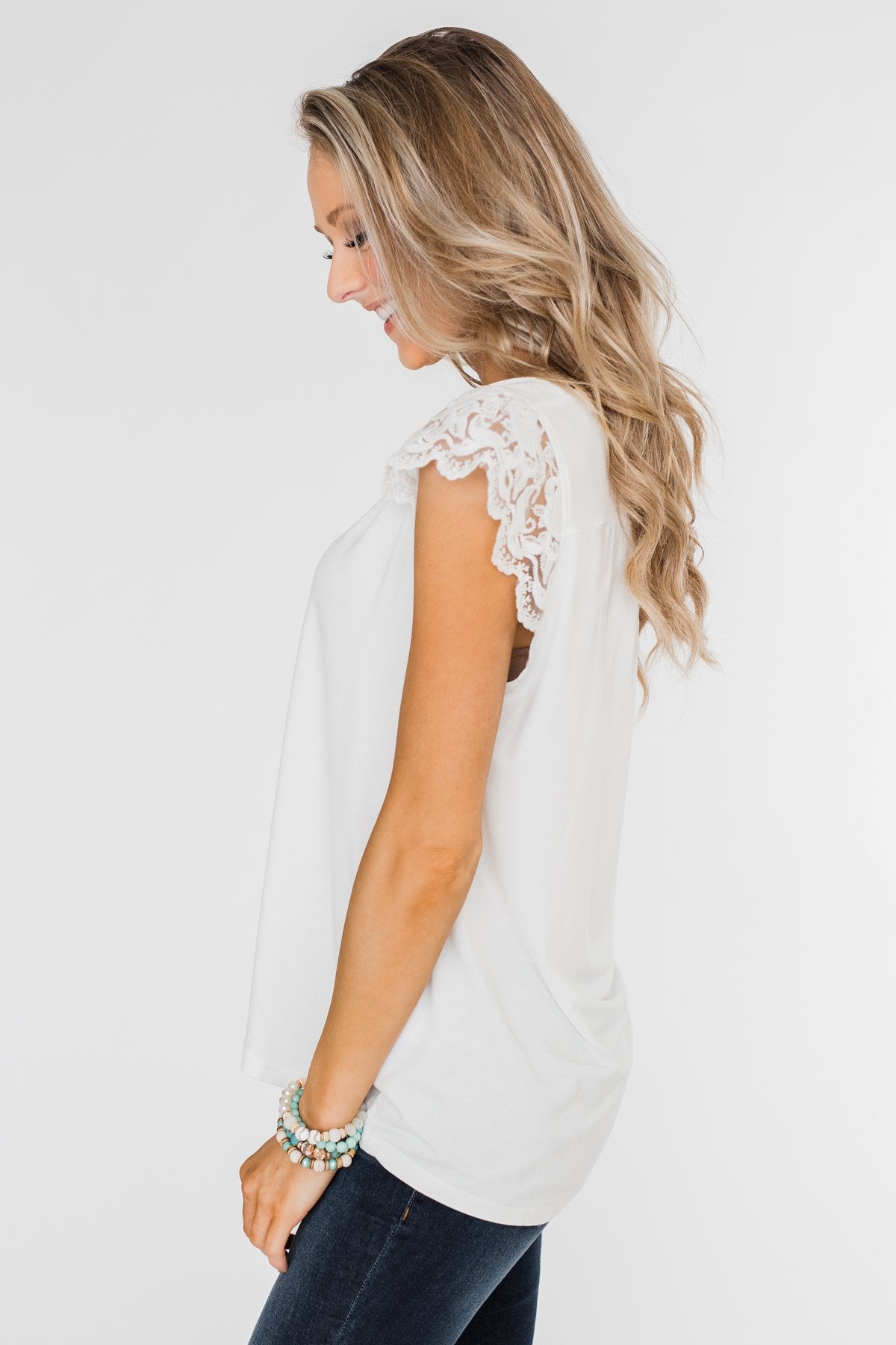 All I've Ever Needed Lace Top- Off White
