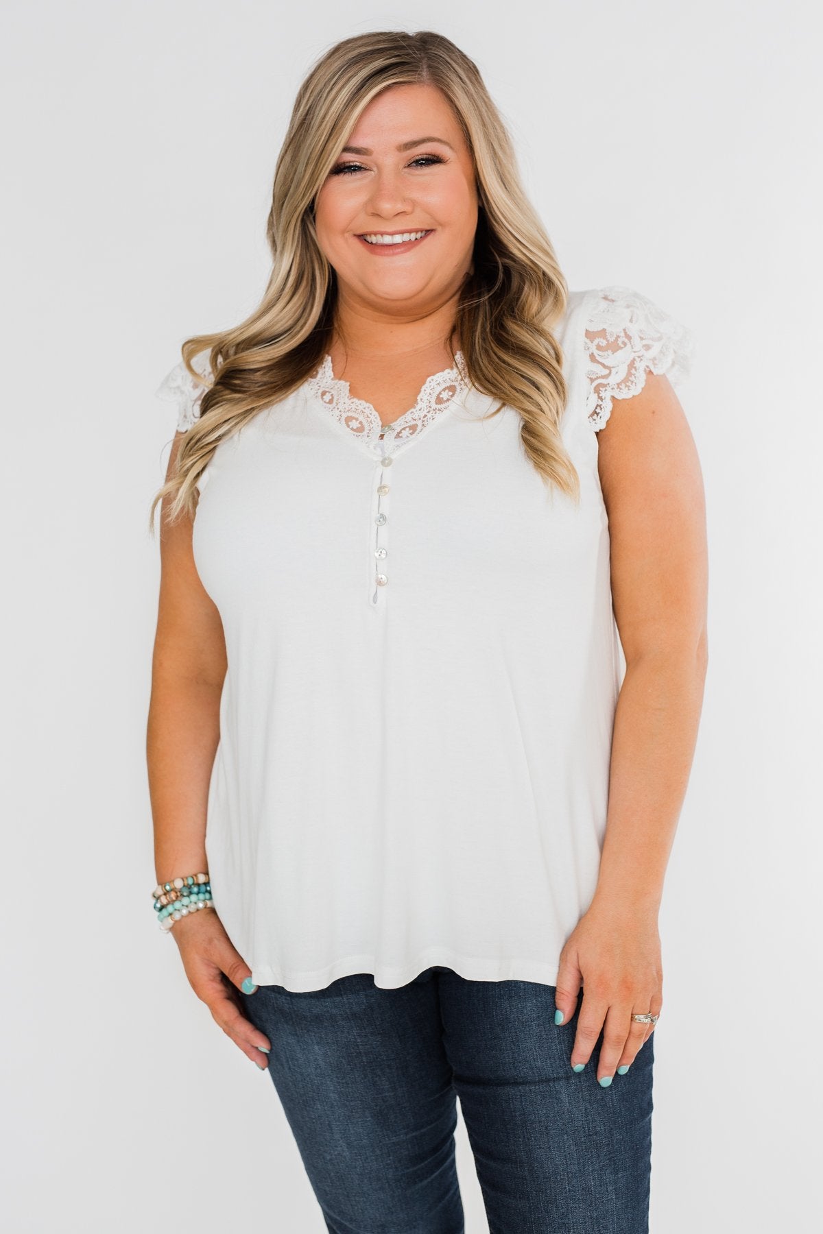 All I've Ever Needed Lace Top- Off White