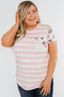 *2nds* Floral & Striped Pocket Top- Blush