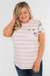 *2nds* Floral & Striped Pocket Top- Blush