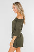 Never Better Off The Shoulder Romper- Olive