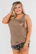 Take Me Back Sequin Pocket Top- Mocha