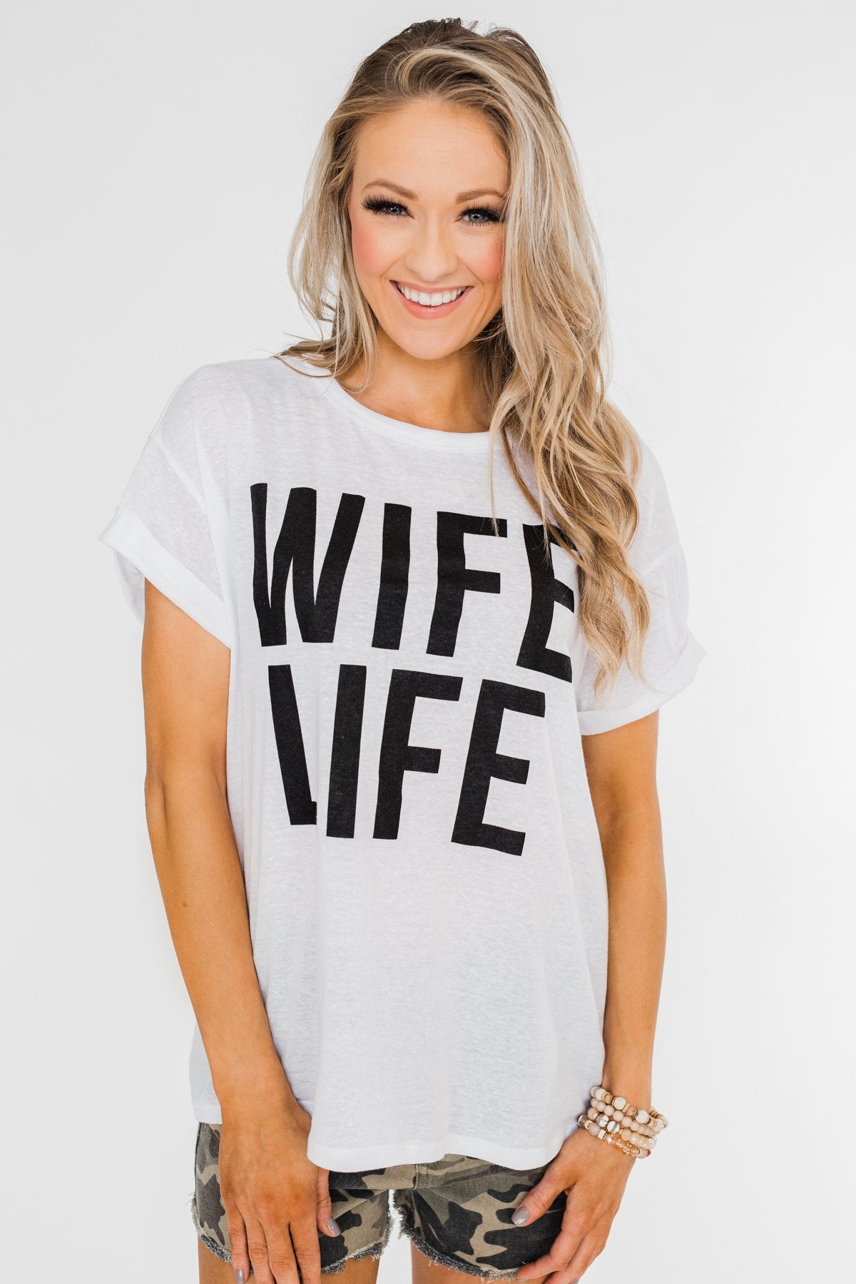 "Wife Life" Short Sleeve Top- White