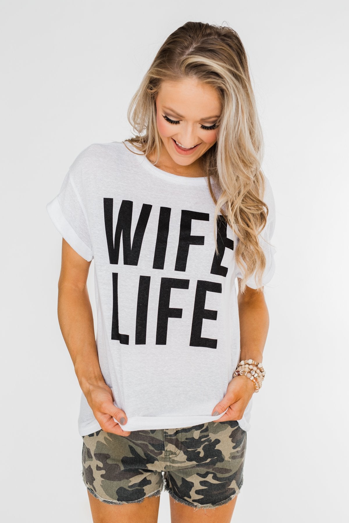 "Wife Life" Short Sleeve Top- White