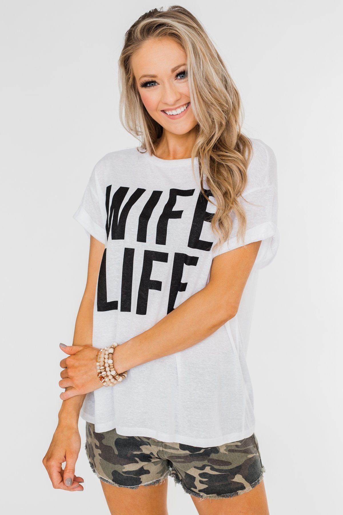 "Wife Life" Short Sleeve Top- White