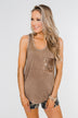 Take Me Back Sequin Pocket Top- Mocha