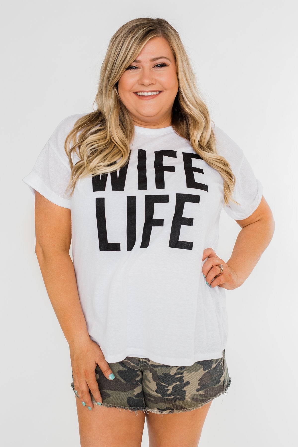 "Wife Life" Short Sleeve Top- White
