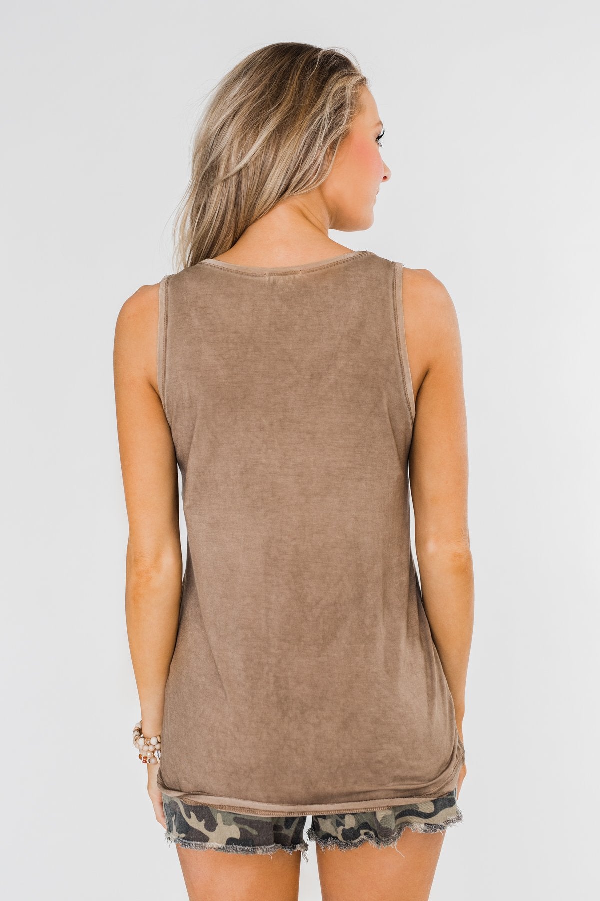 Take Me Back Sequin Pocket Top- Mocha