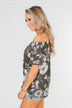 Sketch of You Floral Off The Shoulder Top- Olive