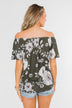 Sketch of You Floral Off The Shoulder Top- Olive