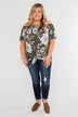 Sketch of You Floral Off The Shoulder Top- Olive