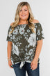 Sketch of You Floral Off The Shoulder Top- Olive