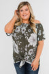 Sketch of You Floral Off The Shoulder Top- Olive