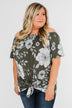 Sketch of You Floral Off The Shoulder Top- Olive
