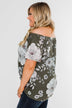 Sketch of You Floral Off The Shoulder Top- Olive