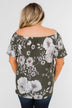 Sketch of You Floral Off The Shoulder Top- Olive