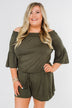 Never Better Off The Shoulder Romper- Olive