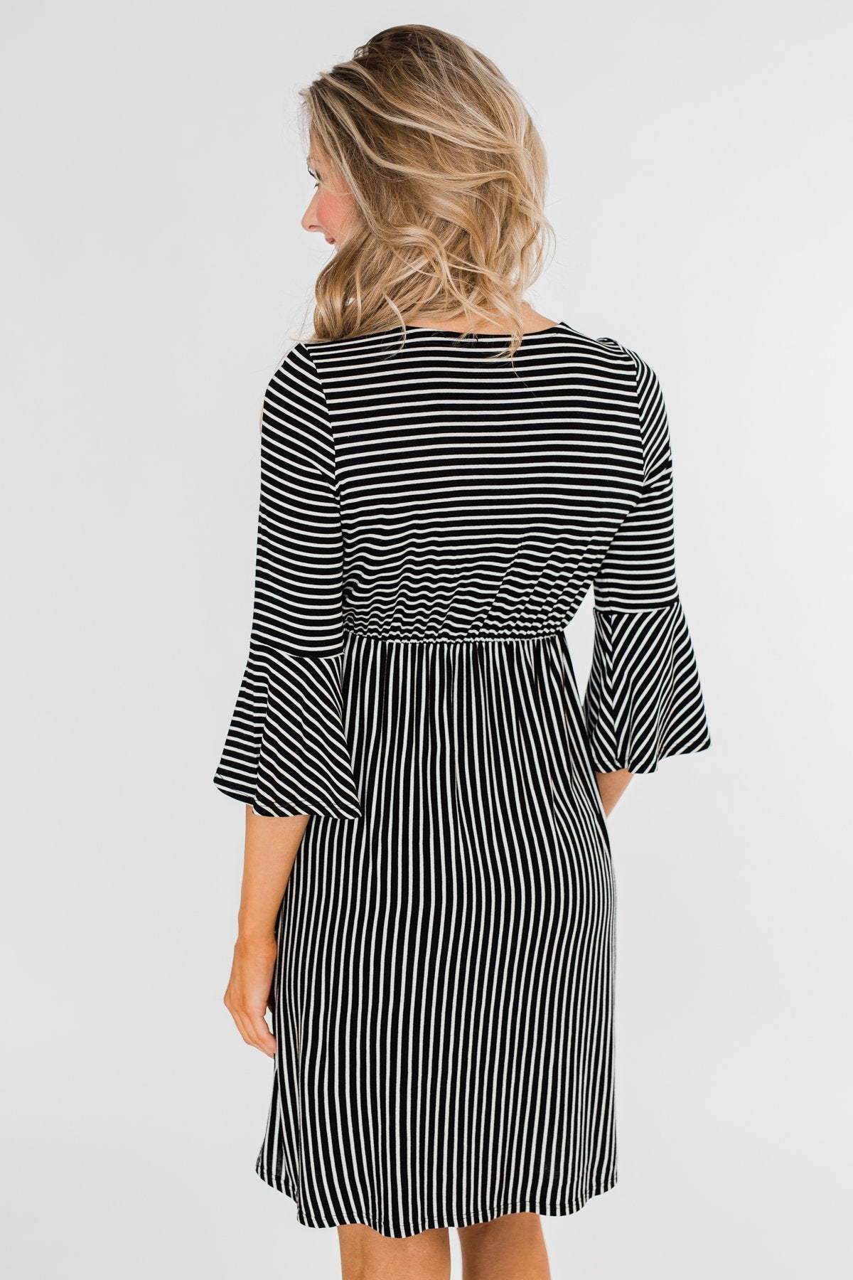 Couldn't Ask For More Striped Midi Dress- Black & White
