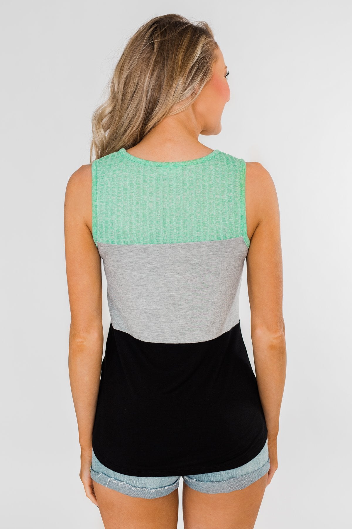Start Today Color Block Tank Top- Mint